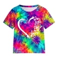 thumbnail image 4 of 3T 4T Girl Clothes Graphic Kids Girl Clothes Tie Dye Heart Print Short Sleeve Top and Shorts Toddler Girl Summer Outfits Short Set, 4 of 5