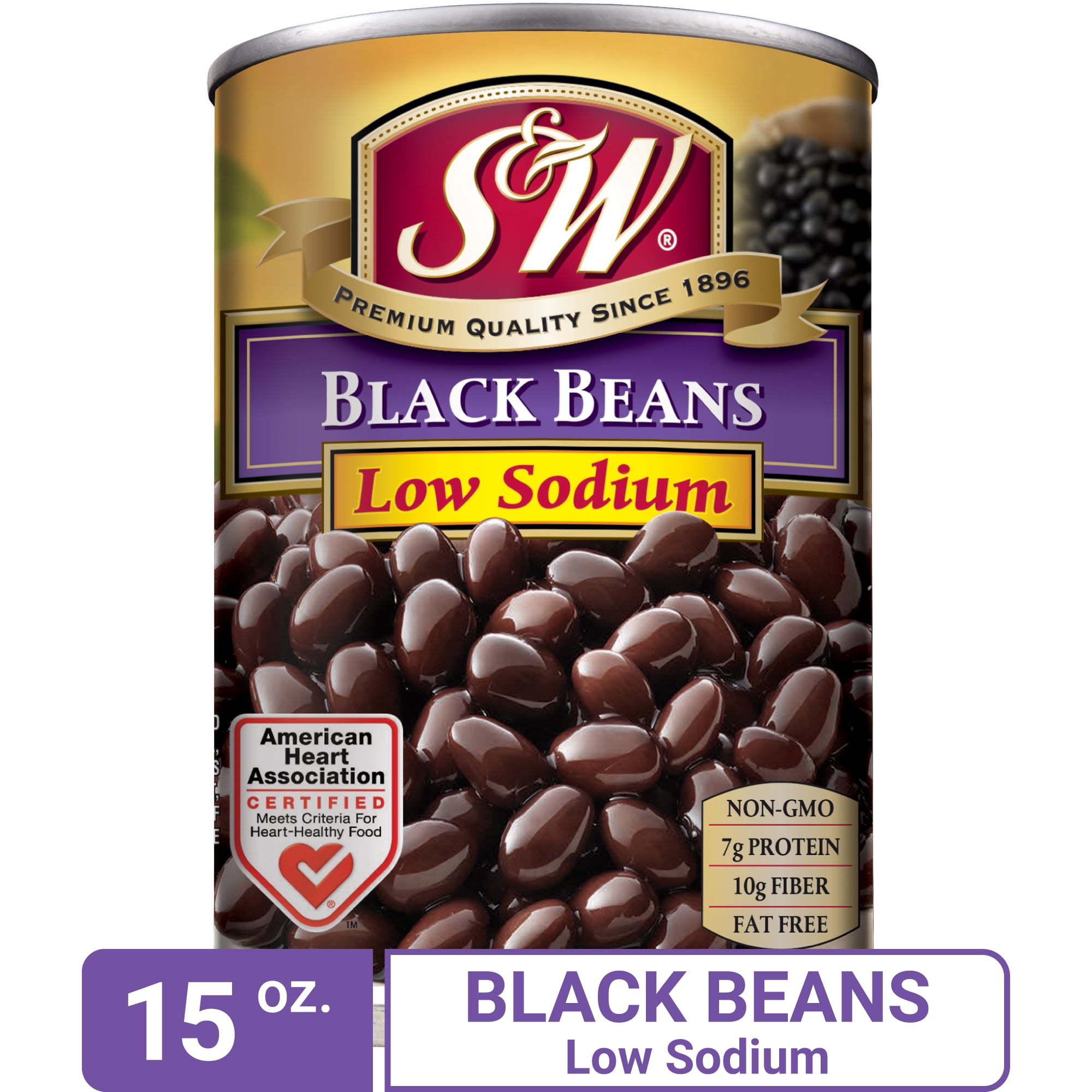 S&W Black Beans Low Sodium 15 Oz. Can