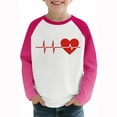 thumbnail image 6 of Girls Raglan Sleeve Shirt Pink White Heartbeat Graphic Soft Stretchy Long Sleeve Top for Girls 4-12 Years,Size 6 T, 6 of 9