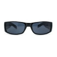 thumbnail image 2 of Mens Narrow Rectangle All Black Iconic Mad Dog Gangster Plastic Sunglasses Shiny Black - Black, 2 of 4