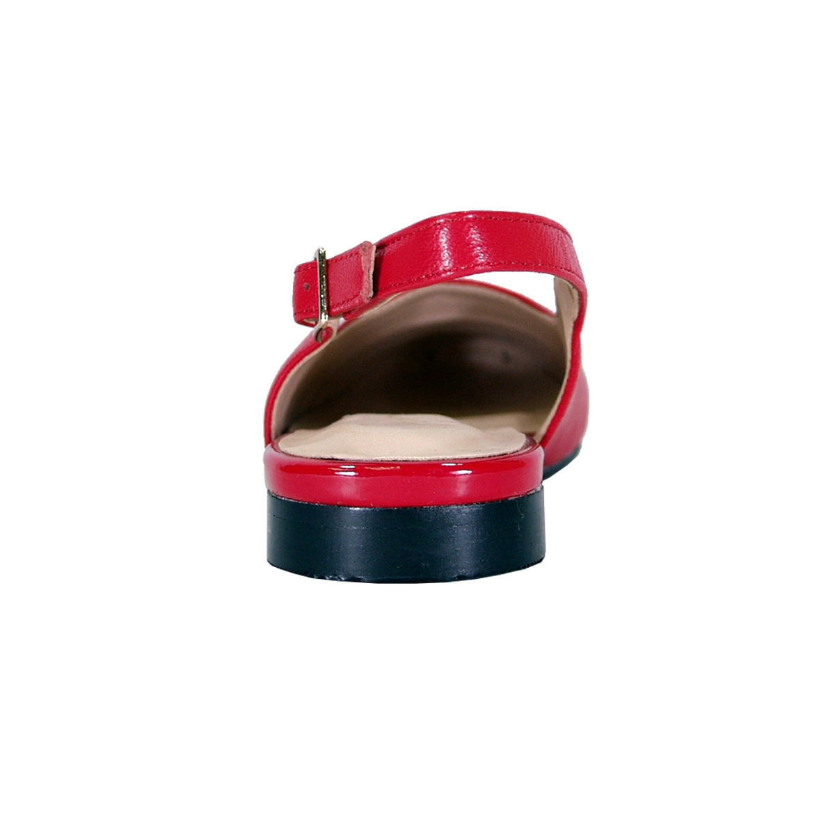 PEERAGE Kennedy Women Wide Width Adjustable Slingback Casual Leather Flat with Patent PU Round Toe Cap RED 9.5