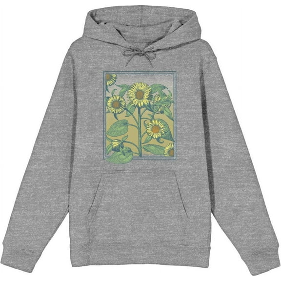 Natural World Sunflower Frame Adult Heather Gray Long Sleeve Hoodie-Medium