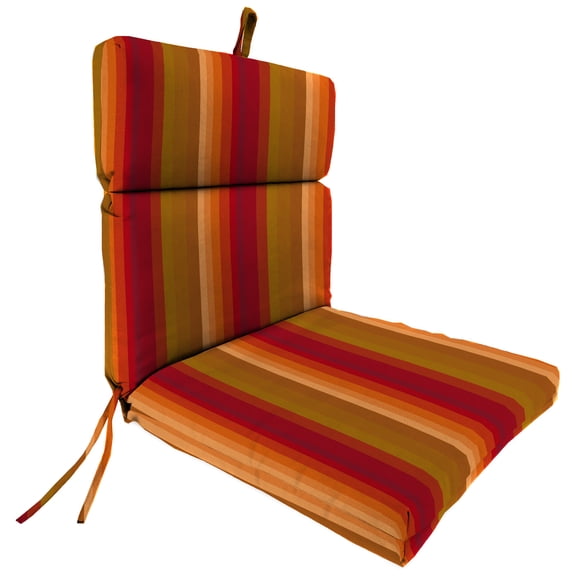 Jordan Manufacturing Sunbrella 44" x 22" Astoria Sunset Burgundy Stripe Rectangular Outdoor Chair Cushion with Ties and Hanger Loop