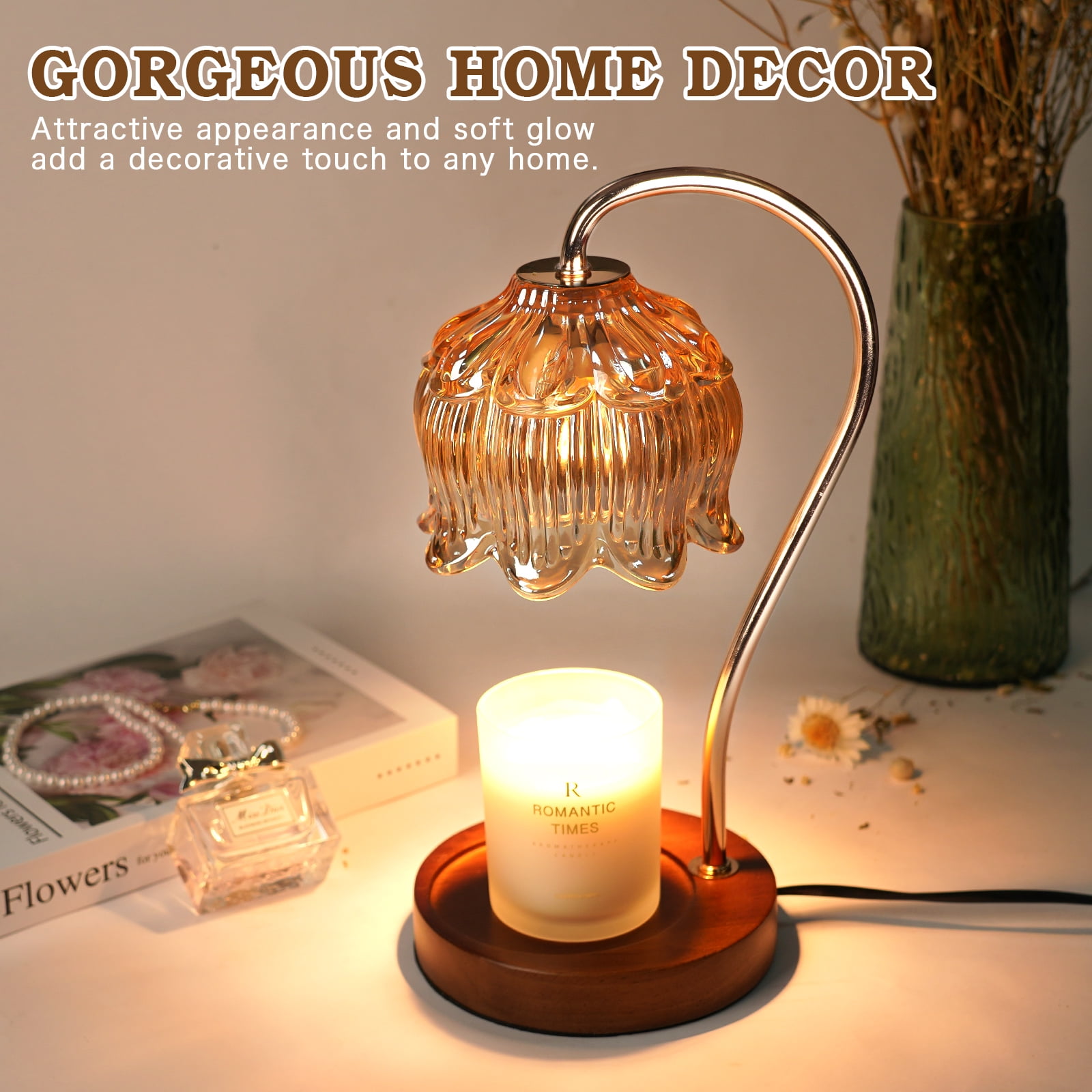Funistree Candle Warmer Lamp with Timer, Candle Warmer Wax Melter for Jar Candles, Wax Warmer Gift for Women Mom, New Home House Warming Decor