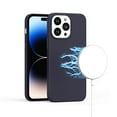 thumbnail image 3 of For Apple iPhone 12 /12 Pro (6.1") MagSafe Compatible Original Invisible Circle PU Leather Hybrid Slim Colored Buttons Cover ,Xpm Phone Case [ Ink Navy Blue ], 3 of 5