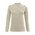 thumbnail image 4 of Lkhaha Summer Tops for Women Long Sleeved Turtleneck Casual Elastic Fashion Clothes 2026 Beige M, 4 of 5