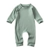 Xingqing Newborn Unisex Baby Boy Girl Solid Knitted Romper Zipper Pajamas Ribbed Clothes