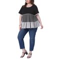thumbnail image 2 of Agnes Orinda Women's Plus Size Babydoll Ruffle Tops Lace Trim Tiered Crew Neck Short Sleeve Casual Flowy Blouses 3X Black, 2 of 6