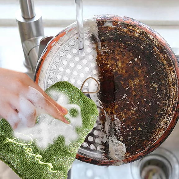 Kitchen Sponge Scrubber, Heart Shaped Double Sided Scouring Cloth Thickened Pot Brush Vintage Embroidered Dish Cleaning Sponge for Cookware Sink Daily Use