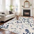 thumbnail image 2 of Blue Botanical Area Rugs 5'x8', Washable Small Throw Rugs for Classroom Bedroom, Rustic Country Spring Floral Summer Leaf Indoor Outdoor Rug Non-Slip Low Pile Carpet Runner Reversible Floor Mats, 2 of 8