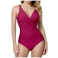 thumbnail image 1 of Huesdet Women's One Piece Swimsuits Tummy Control Ruched Bathing Suit 1 Piece Swimwear[Red,M], 1 of 5