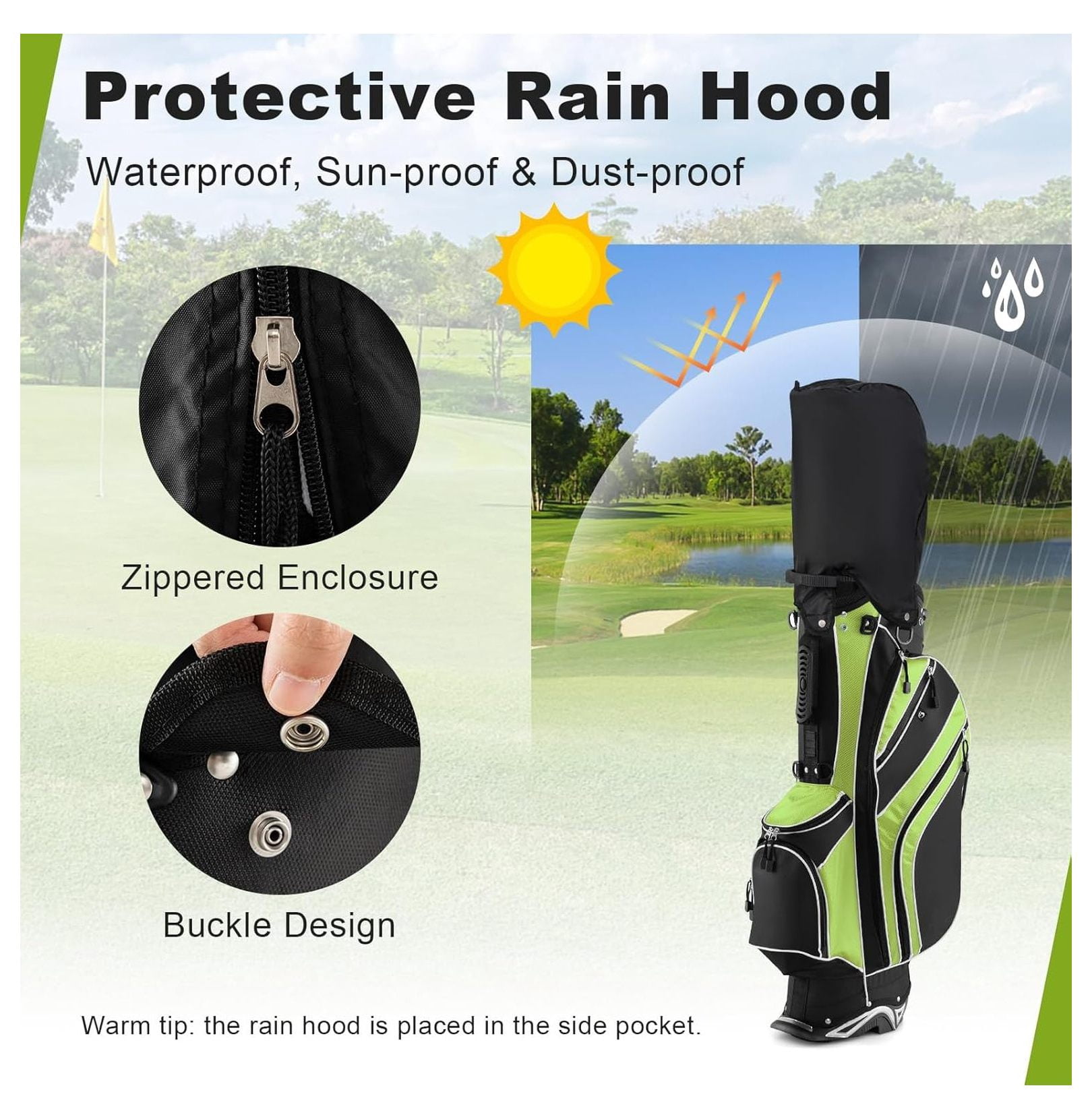 Golf Stand Bag 6 Way Divider, 8 Pockets Lightweight Golf Bag with Rain Hood & Umbrella Holder for Men Women