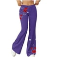 thumbnail image 2 of FNFYFH Womens Yoga Pants High Elastic Waist Flare Workout Pants Floral Print Bell Bottom Casual Pants, 2 of 8