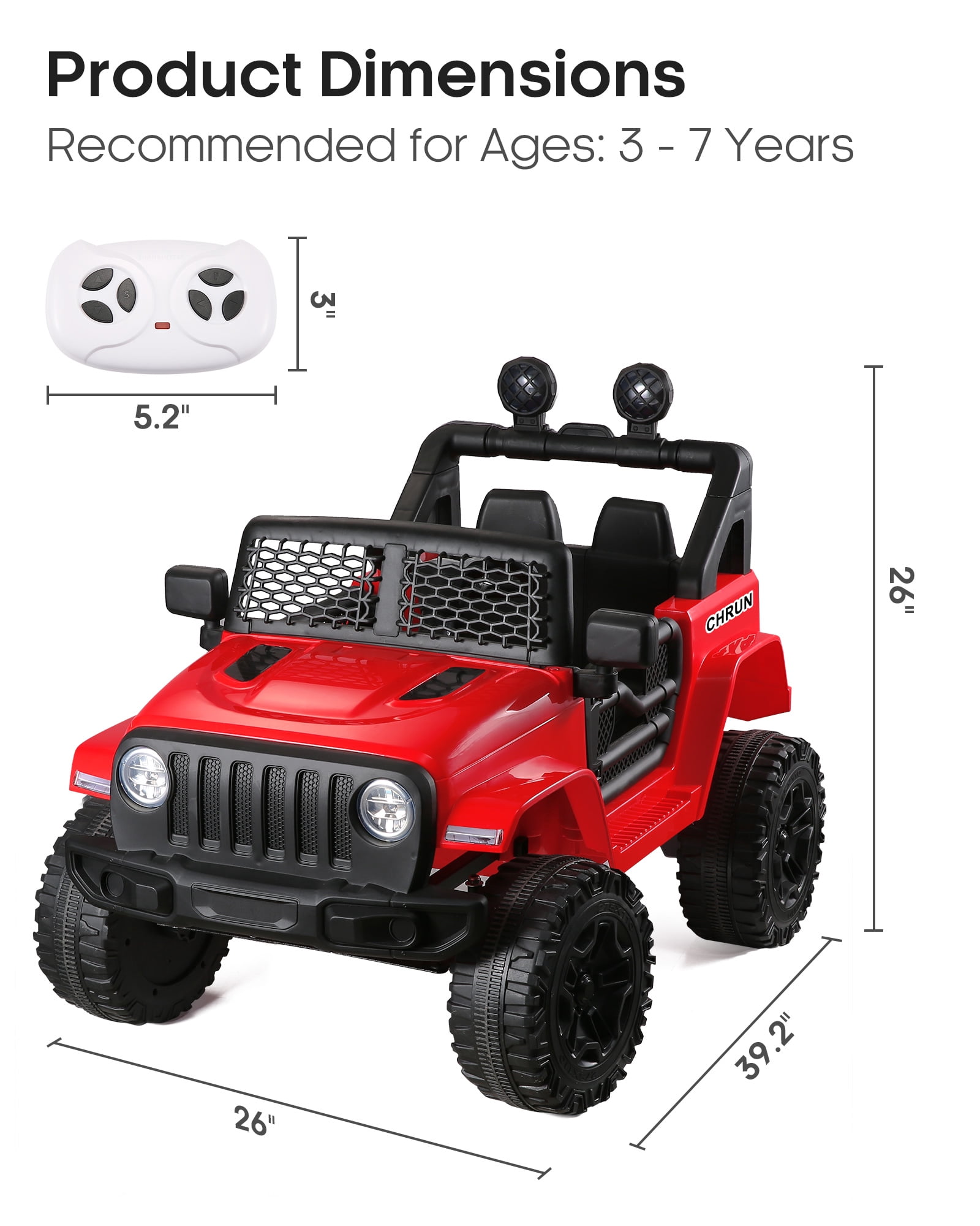 Naipo 12V Kids Ride on Truck Car , Electric Truck Car Toys,  Parent Remote Control, w/Spring Suspension MP3 Player, LED Lights and Safety Belt, USB & AUX Port