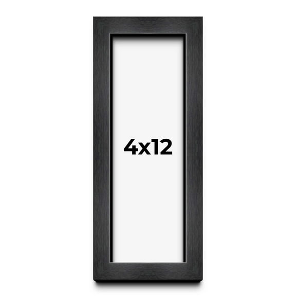 4x12 - 4 x 12 Charcoal Flat Solid Wood Frame with UV Framer's Acrylic & Foam Board Backing - Great For a Photo, Pos