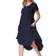 thumbnail image 4 of CALIPESSA Women's Summer Solid Maternity Empire Waist Loose Swing Pregnancy Casual Midi Dress, 4 of 5
