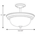 thumbnail image 3 of Progress Lighting, Melon Collection, 2-Light Semi-Flush Mount, Brushed Nickel, Dome Shaped Glass, 3 of 3