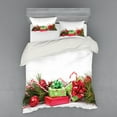 thumbnail image 2 of Ambesonne Christmas Bedding Set 3 Pcs, Closeup Noel Ornaments, Twin, Fern Green and Ruby, 2 of 3