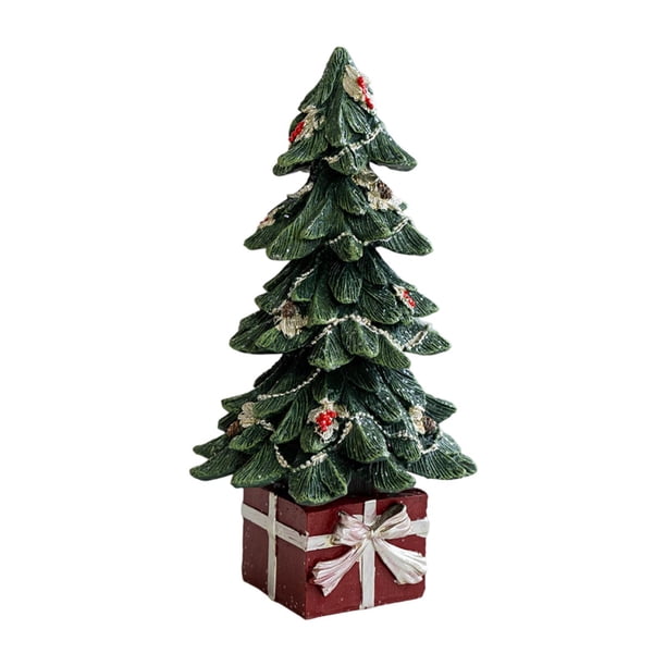 Estatua navideña, decoración navideña, accesorio fotográfico, centro de mesa, regalo, adorno de escritorio, figura de resina para estantería, casa de Árbol de Navidad A