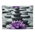 thumbnail image 5 of JEUXUS Tapestry Wall Hanging Zen Stone Wall Art Spa Stone Sand with Purple Water Lily and Butterfly Painting, 5 of 6