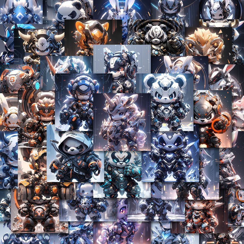 Cool Hundred Beasts Mecha Light Stickers - High-Quality Cute Mythical Creature Waterproof Decals for Kids' Toys