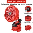 thumbnail image 1 of Para Makita Milwaukee Bosch Dewalt Ryobi Black & Decker Craftsman Ventilador de Batería Li-ion de 18V con Clip USB para Hogar Exterior Taller Ventilador Recargable Viento Potente, 1 of 15
