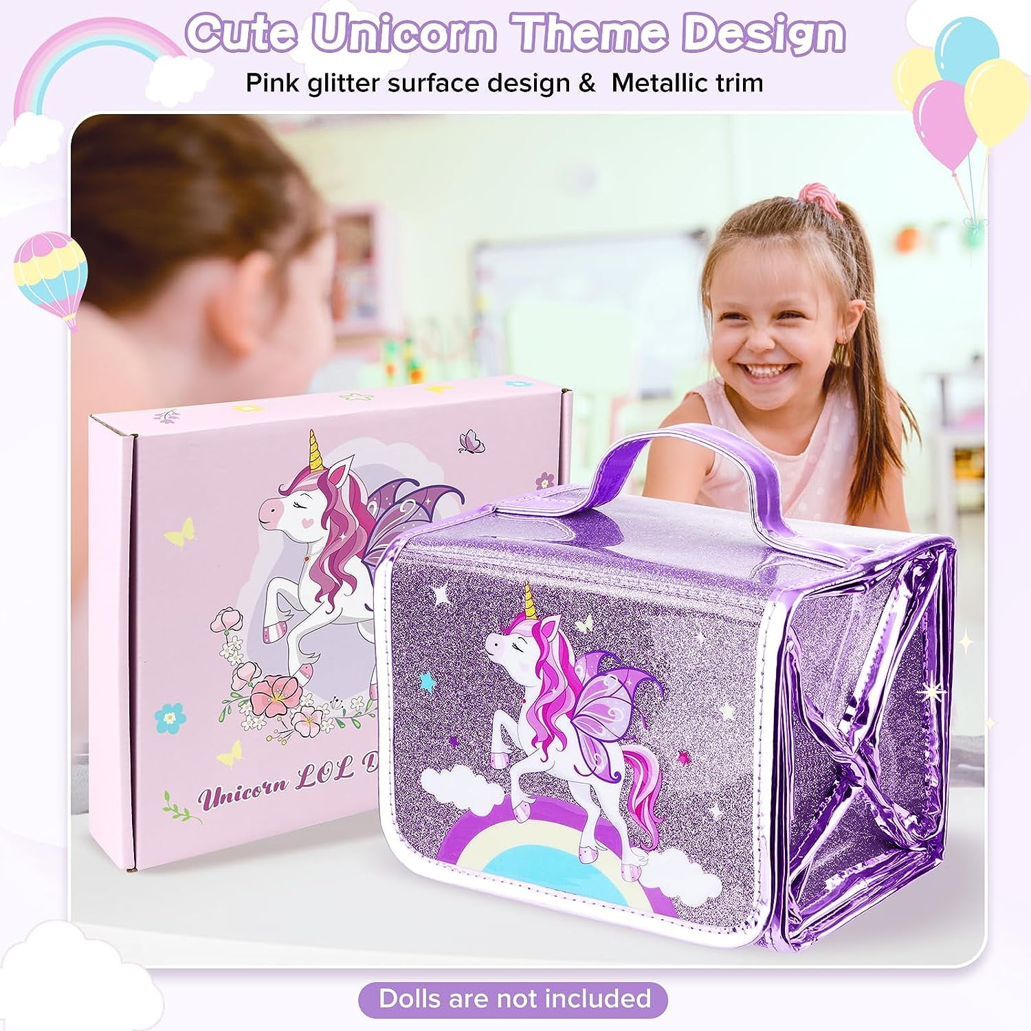  EASYVIEW Toy Storage Organizer Case Compatible Real Littles  Mini Brands Unicorn Squad (Purple-Pink) : Toys & Games