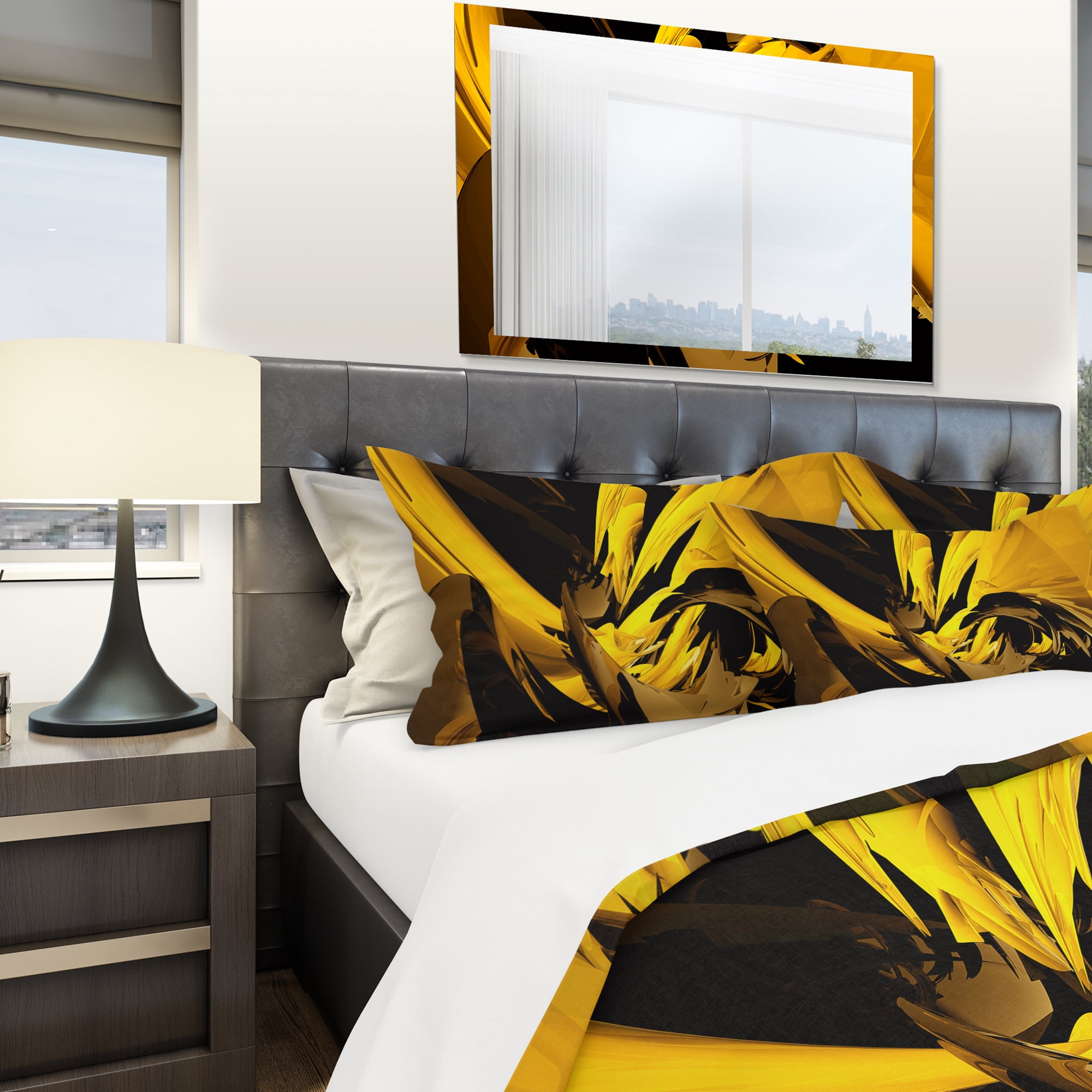 Designart 'Yellow and Grey Mixer' Modern & Contemporary Duvet Cover Set