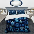 thumbnail image 2 of Designart "Moroccan Tiles with Blue Masks" Abstract Tile Bedding Covert Set - Abstract Blue Modern Bed Set With 2 Shams, 2 of 5