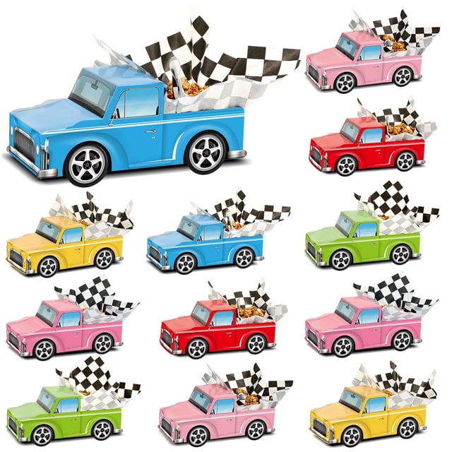Cajas de comida para fiestas de coche clásico, artículos para fiestas de cumpleaños, 24 unidades