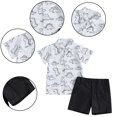 thumbnail image 2 of LYMAYTER Newborn Boys Shirt Outfits 2PCS Baby Print Short Sleeve Shirt + Shorts Set for 6 M-3 T, 2 of 9