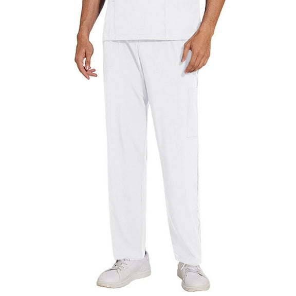 WSBDENLK Scrubs for Women Men Uniform Pants Solid Color Straight Worker Pants