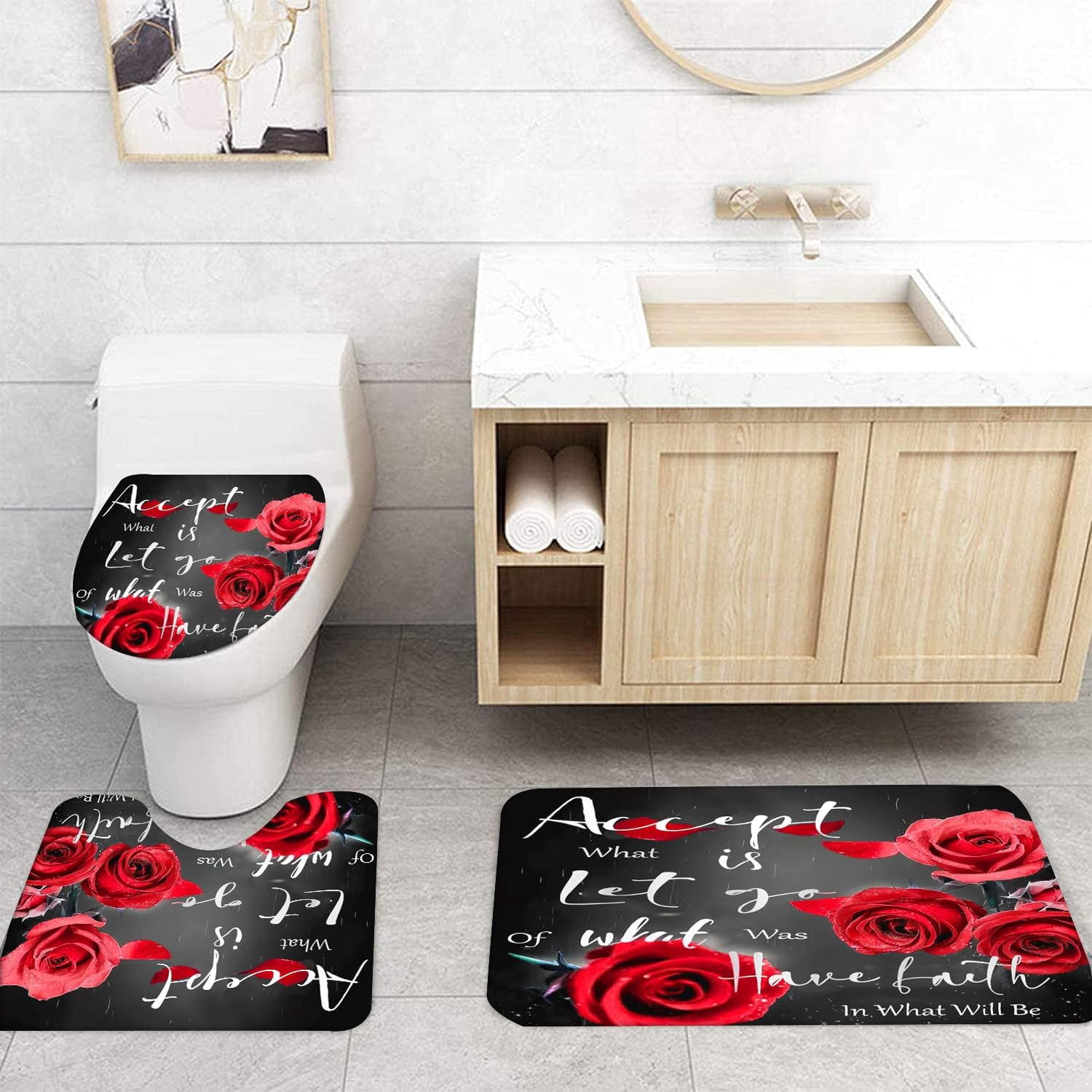 Marble Rules Shower Curtain Sets for Bathroom Decor, 72x72 Inches with Rugs and Accessories, Waterproof Machine Washable Bath Curtain… (Curtain Set-Relax)