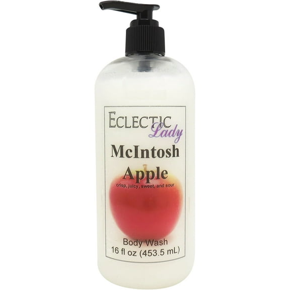 McIntosh Apple Body Wash by Eclectic Lady, Liquid Shower Gel for Women and Men, 16 Ounces