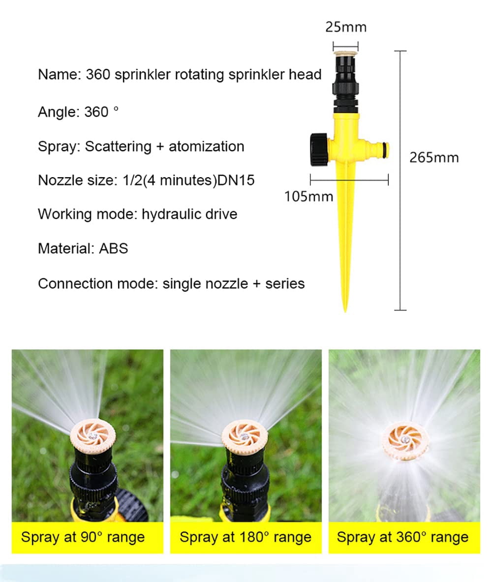 360° Rotation Auto Irrigation System Garden Lawn Sprinkler Patio, 90°/180°/360°, Adjustable at Will for Outdoor Grass Garden Yard Lawns
