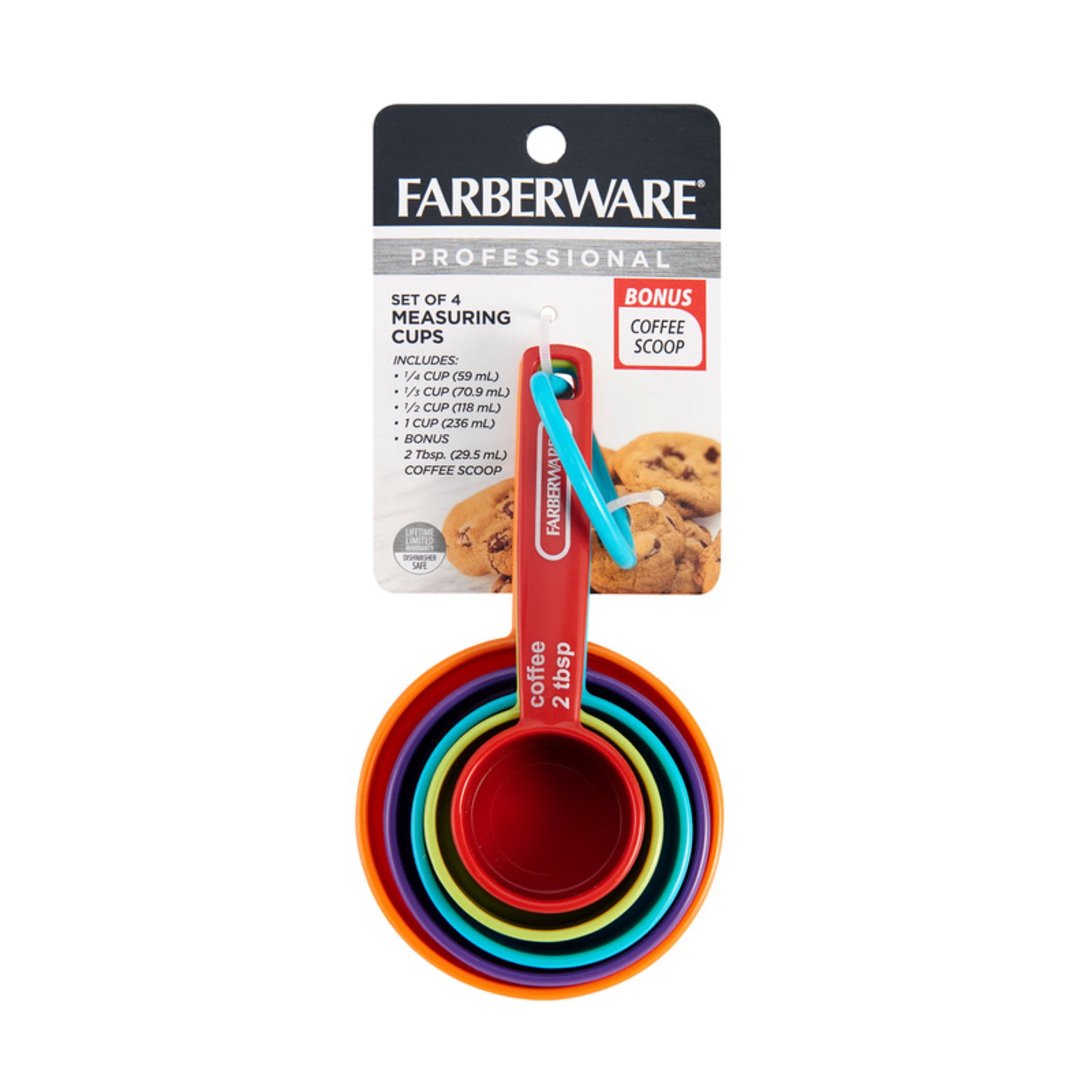 NEW Farberware Professional Multi-Colored Measuring Cup Set 1 Cup 1/4 1/3  1/2