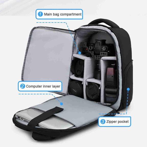 Camera Camera Backpack 1680D Leather 20L Large Capacity Breathable Shockproof Camera Backpack For Photographer