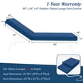 thumbnail image 2 of Pakunoda Chaise Lounge Cushions 80" x 26" x 4" Outdoor High-Density Foam Patio Furniture Lounger Replacement Cushions with Zipper Ties Water-Resistant for Pool, Blue, 2 of 7