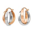 thumbnail image 2 of 14K Rose Pink and White Gold Polished Oval Hoop Earrings, 2 of 4
