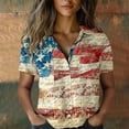 thumbnail image 2 of frariair Independence Day Women's Trendy Bubble Wrinkled Short Sleeve Shirt With Flag Print Design Beige, 2 of 5