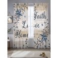 thumbnail image 2 of Vintage Country Sheer Curtains 96 Inch Length 2 Panels Set Window Treatments, Blue Rustic Texas Star Vines Wooden Grain Rod Pocket Semi Curtains for Living Room/Bedroom/Kitchen Décor, 104"W x 96"L, 2 of 7