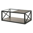 thumbnail image 4 of GZXS Industrial Coffee Table with Tempered Glass Top & Rustic Wood Grain MDF, 2-Tier Rectangular Center Table with Metal X-Frame for Living Room or Bedroom, 39.37"L x 22.83"W x 14.96"H, 4 of 8