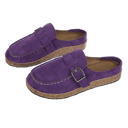 

Summer Savings! Zpanxa Slippers for Women Fashion Plus Size Women Slide Slippers Flip Flop Belt Buckle Nubuck Flat Shoes Flip Flops for Women Purple 38