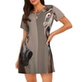 thumbnail image 1 of Easygdp Funny Horse Faces Expressions Camisón de manga corta para mujer, informal, estampado, 1 of 6
