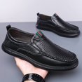 thumbnail image 5 of Men's White Perforated Strip Decor Slip-On Gum Sole Leather Loafers, 5 of 6