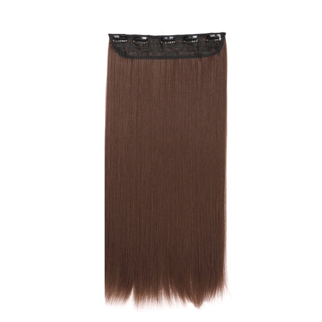 Rallonge de Cheveux de 23,6 Pouces, Lisse, à Clip, Rallonges de Cheveux Synthétiques avec 5 Pinces par Postiche pour Femmes et Filles