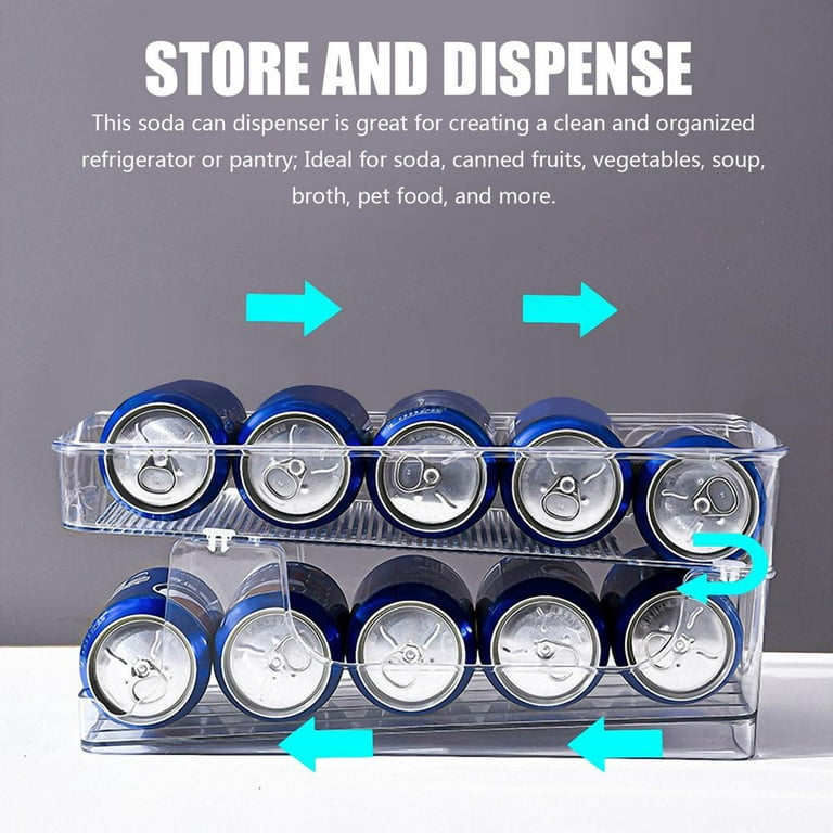 2 Tiers Beverage Storage Box Beer Drink Water Bottle Fridge Jar Fruit Bin  Double Holder Auto Rolling Dispenser Kitchen Organizer