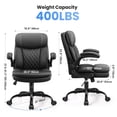 thumbnail image 2 of COOLHUT 400LBS Big and Tall Office Chair, Executive PU Leather Desk Chair Thick Seat Cushion and Neckrest, Support 8 Hours Heavy Duty Design, 8-Years Warranty, Black, 2 of 10