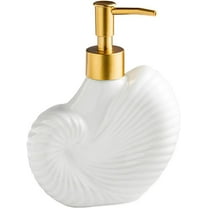 Cute Sea Soap Dispenser, Conch-Shaped Ceramic Soap Dispenser, White Soap Dispenser with Golden Pump Head