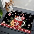 thumbnail image 3 of Black Christmas Entryway Rug 2'x3'&nbsp; Non Slip Front Door Mats, Ice Cream Snowflakes Pine Needles Check Entrance Rugs Indoor Outdoor Carpet, Washable Floor Mats Small Area Rug for Bedroom Kitchen, 3 of 8